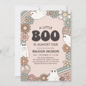Little Boo Retro Halloween Baby Dusche Einladung (Vorderseite)