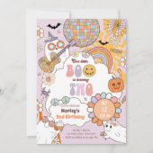 Little Boo Retro Halloween Girl zum zweiten Geburt Einladung (Vorderseite)