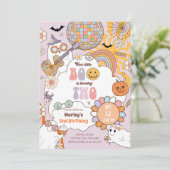 Little Boo Retro Halloween Girl zum zweiten Geburt Einladung (Stehend Vorderseite)