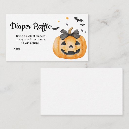 Little Boo Spooky Pumpkin Baby Diaper Raffle Begleitkarte (Vorne/Hinten)