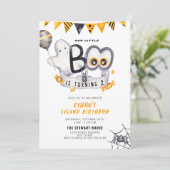 Little Boo Turning Two Halloween 2. Geburtstag Einladung (Stehend Vorderseite)