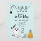 Little Boo Two, Blue 2nd Ghost Birthday Einladung (Vorne/Hinten)