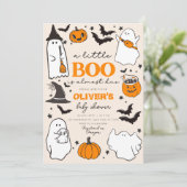 Little Boo Vintag Halloween Baby Shower Einladung (Stehend Vorderseite)