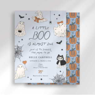 Little Boo Vornehme Blaue Geister-Baby-Party Einladung