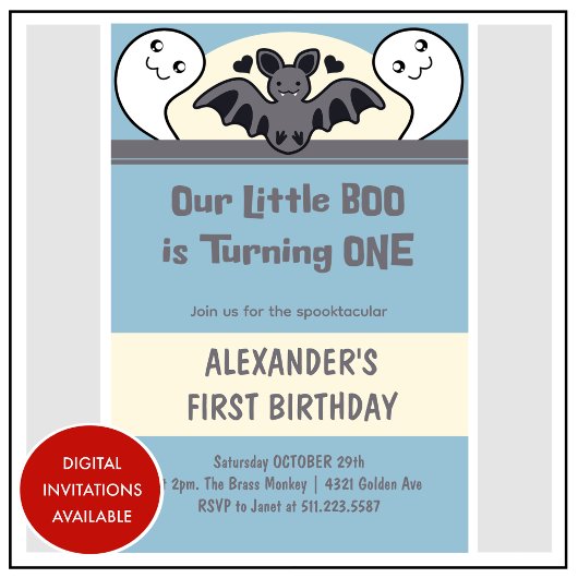 Little Boo Wende ein Niedliches Halloween 1. Gebur Einladung