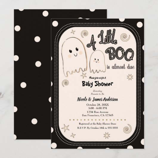 Little BOO Whimsical Ghost Halloween Kinderdusche Einladung (Vorne/Hinten)