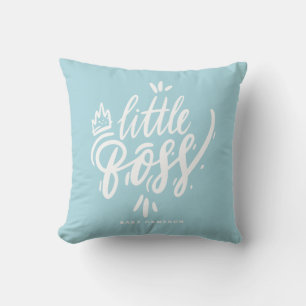 Little Boss Modern Calligraphy Aqua Blue Kissen