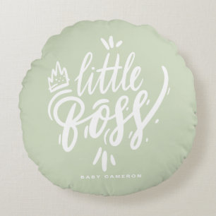 Little Boss Zitat Moderne Kalligraphie Minze Green Rundes Kissen