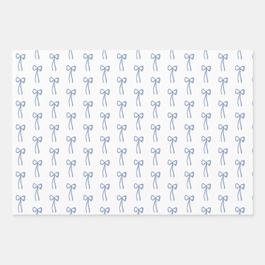 Little Bow Blue Coquette Duschgeschenk Wrap Geschenkpapier Set (Vorderseite 2)
