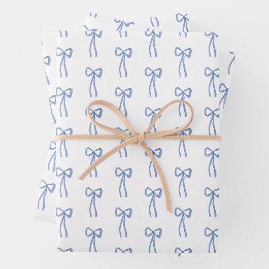 Little Bow Blue Coquette Duschgeschenk Wrap Geschenkpapier Set (Beispiel)