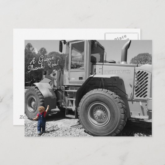 Little Boy and a Tractor Thank You Postcard Postkarte (Vorne/Hinten)