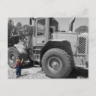 Little Boy and a Tractor Thank You Postcard Postkarte