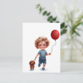 Little Boy and Dackel Postcard Art Postkarte (Stehend Vorderseite)