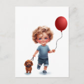 Little Boy and Dackel Postcard Art Postkarte (Vorderseite)