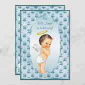 Little Boy Angel Blue Rose Babydusche Einladung (Vorne/Hinten)