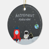 Little Boy Astronaut auf dem Mond, Name Space Chri Keramik Ornament (Links)