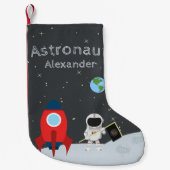 Little Boy Astronaut on Moon, First Name Space Kleiner Weihnachtsstrumpf (Vorderseite)
