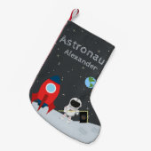 Little Boy Astronaut on Moon, First Name Space Kleiner Weihnachtsstrumpf (Vorderansicht (hängend))