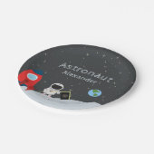 Little Boy Astronaut on Moon, First Name Space Pappteller (Schrägansicht)