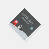 Little Boy Astronaut on Moon, First Name Space Serviette (Ecke)
