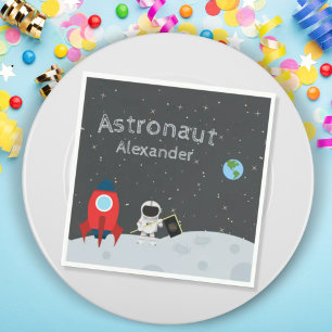 Little Boy Astronaut on Moon, First Name Space Serviette
