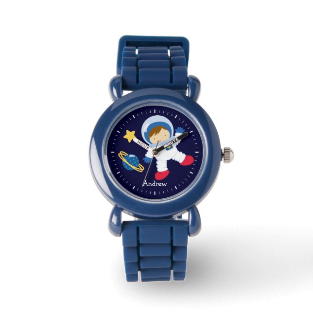 Little Boy Astronaut Personalisiert Armbanduhr (Vorderseite)