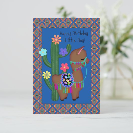 Little Boy Birthday | Adorable Little Llama (Stehend Vorderseite)