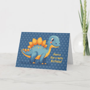 Little Boy Birthday Dinosaur Dinomite Polka Dots Karte