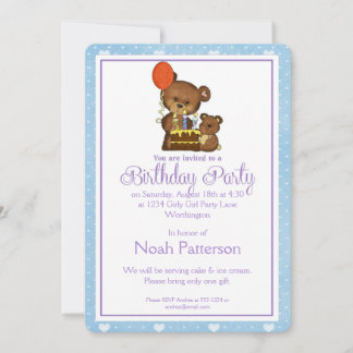 Little Boy Birthday Party Einladung Teddy Bear 1