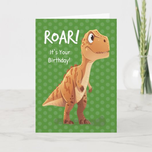 Little Boy Birthday T Rex Roar mit Polka Dots Karte (Vorderseite)