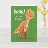 Little Boy Birthday T Rex Roar mit Polka Dots Karte (Gelbe Blume)