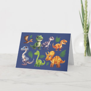 Little Boy Birthday Variety Dinosaurier on Blue Karte