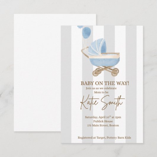 Little Boy Blue Shower Einladung (Vorne/Hinten)