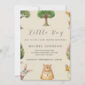 Little Boy Boho Woodland Animals Baby Dusche Einladung (Vorderseite)