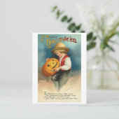 Little Boy Carving Pumpkin Postkarte (Stehend Vorderseite)