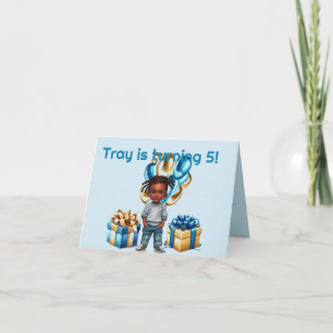 Little Boy Dark Skin Braids zum Geburtstag Einladu Einladung