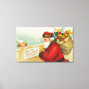 Little Boy, das über dem Zaun schaut Leinwanddruck