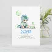 Little Boy Dinosaur Geburtstagsparty Einladungen (Stehend Vorderseite)