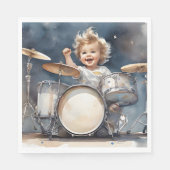 Little Boy Drummer Wasserfarbe Illustration Party Serviette (Vorderseite)