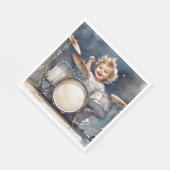Little Boy Drummer Wasserfarbe Illustration Party Serviette (Ecke)