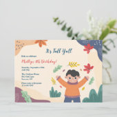 Little Boy Fall Birthday Einladung (Stehend Vorderseite)