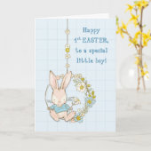 Little Boy First Ostersonne auf Blume Swing Karte (Gelbe Blume)