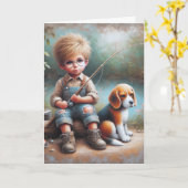 Little Boy Fishing Geburtstag Karte (Gelbe Blume)