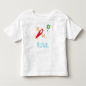 Little Boy Flugzeug und Ballon mit Vorname Kleinkind T-shirt (Vorderseite)