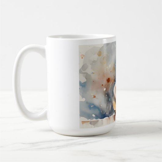Little Boy Guitar Aquarellfarbe Illustration Kaffeetasse (Links)