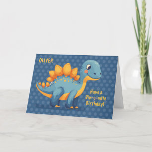 Little Boy Individuelle Name Birthday Dinosaurier  Karte