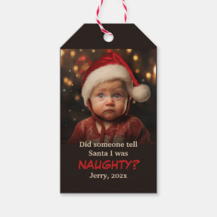 Little Boy Naughty List Fun Foto Geschenkanhänger