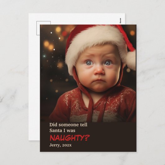 Little Boy Naughty List Fun Foto Postkarte (Vorne/Hinten)
