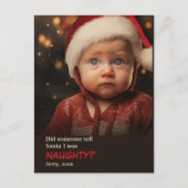 Little Boy Naughty List Fun Foto Postkarte (Vorderseite)