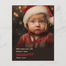 Little Boy Naughty List Fun Foto Postkarte